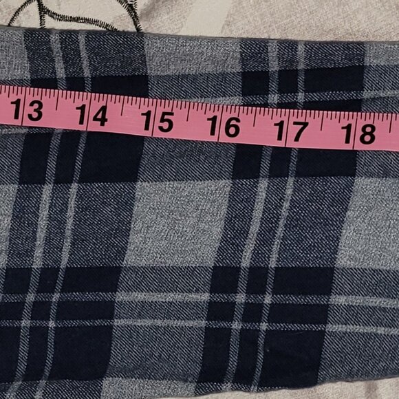 Nordstrom Men's Shop Slim Fit Flannel Long Sleeve Shirt Medium Blue / Grey Plaid - Picture 11 of 15